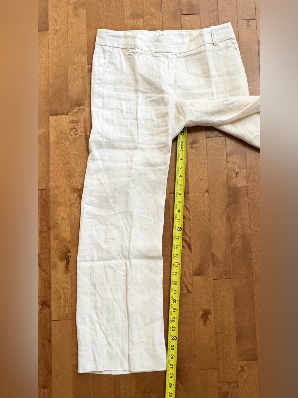 J.Crew 100% Linen Lined Wide Leg Wide Waistband Trousers Off-White / Ivory – 6 - Picture 6 of 7